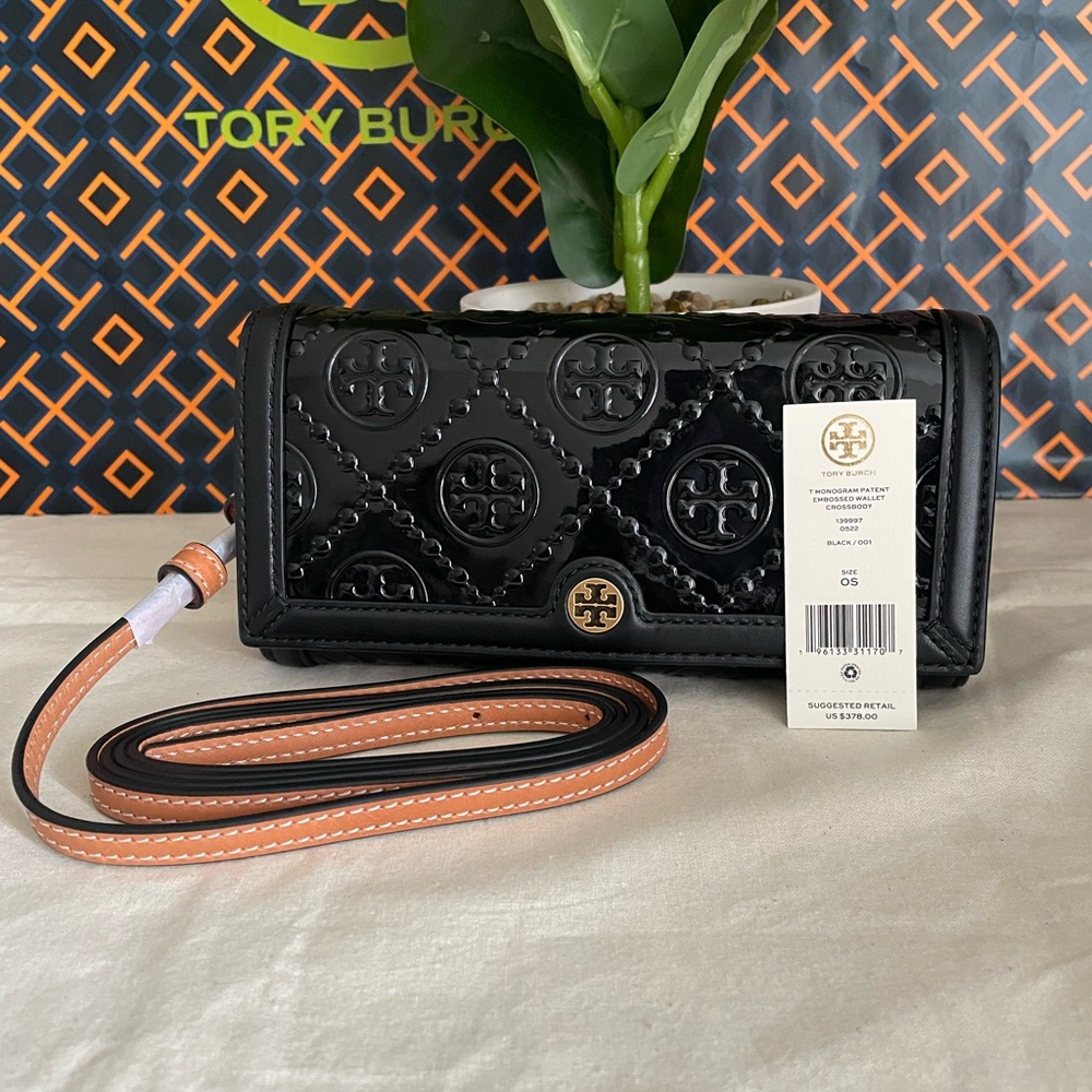 New✨ tory burch T monogram patent embossed wallet crossbody - Picture 3 of 16